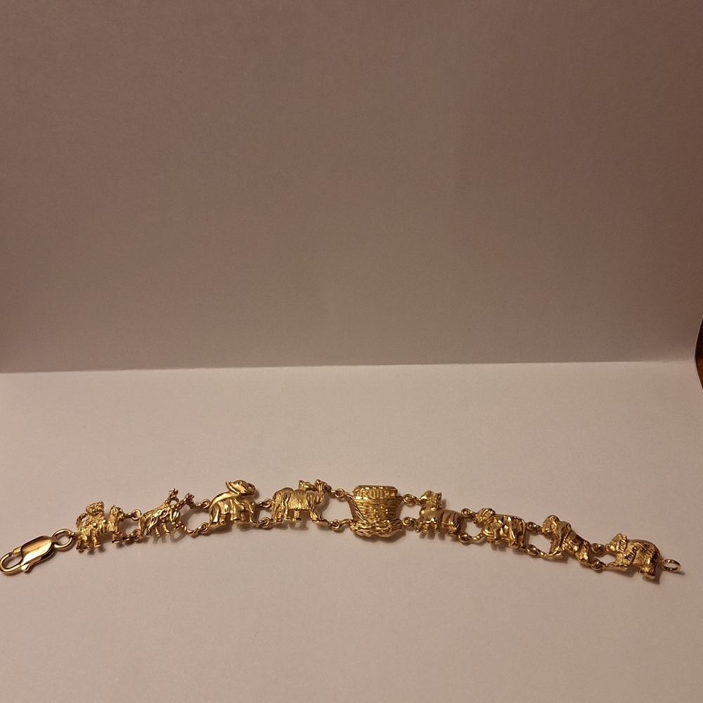 SOLD!!! VINTAGE~14K~YELLOW GOLD~NOAH'S ARK~LINK BRACELET~HEAVY~EUC